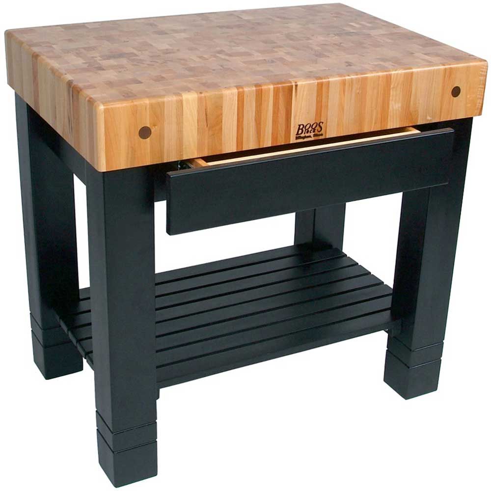 John Boos Basil Green Base Cream Finish Maple Homestead Block, 36 X 24 X 5 Inch