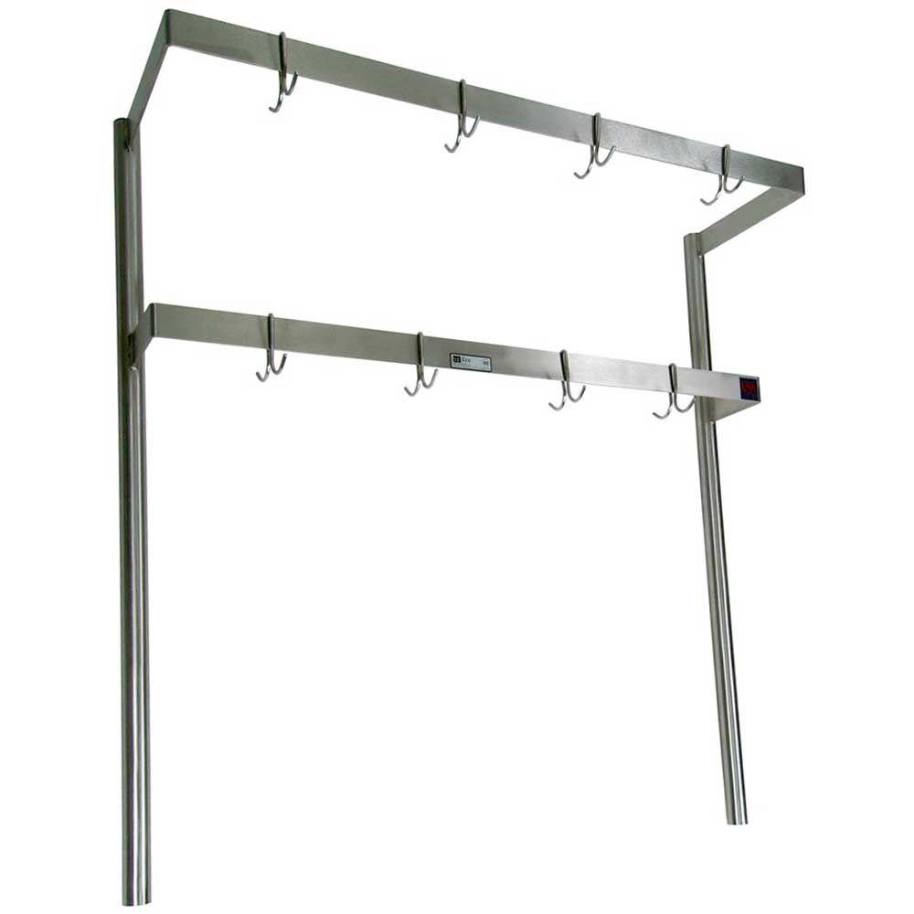 John Boos Table Mount Double Bar Stainless Steel Pot Rack, 60 Inch