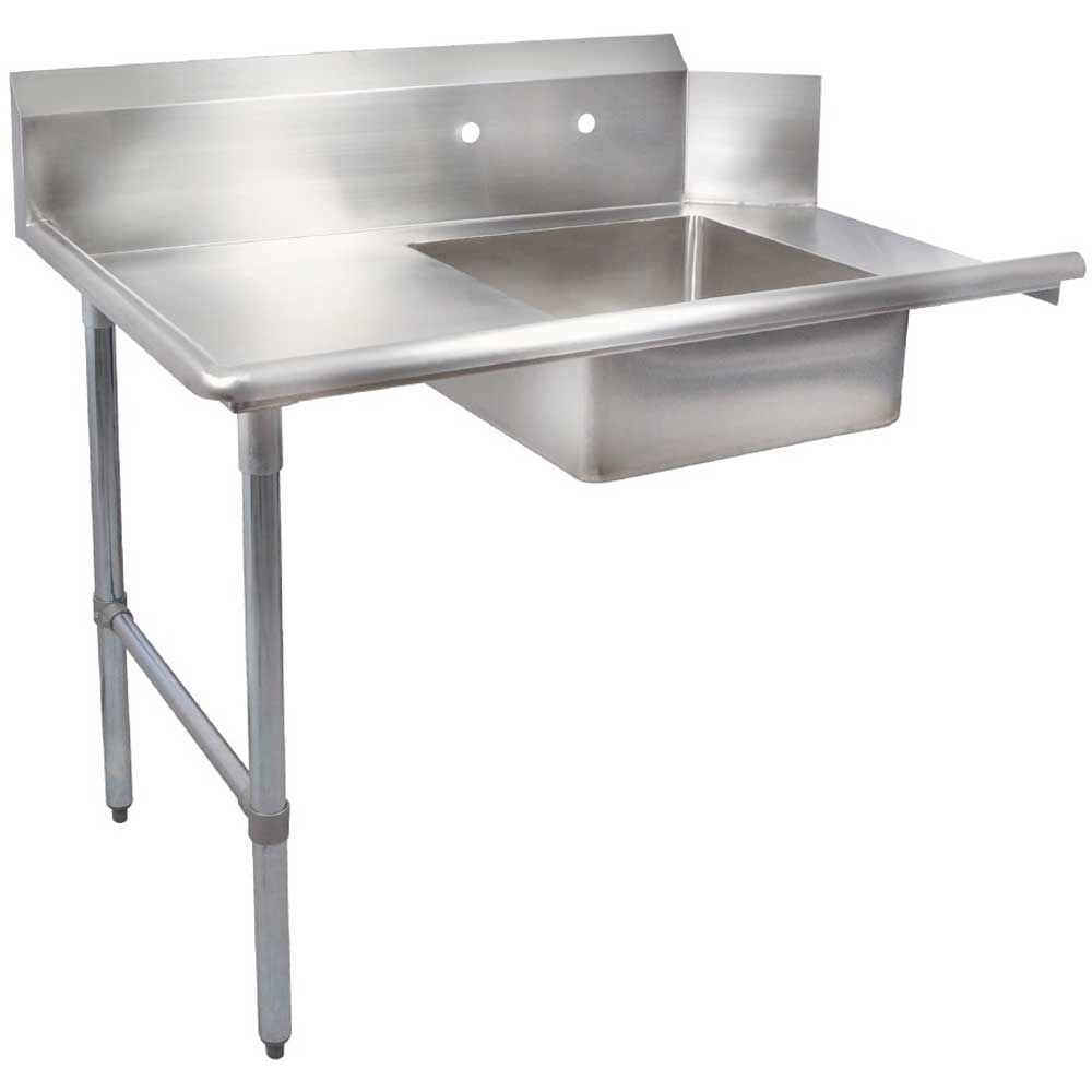 John Boos 14 Gauge Stainless Steel Soiled Dishtable With Left Leg, 132 Inch