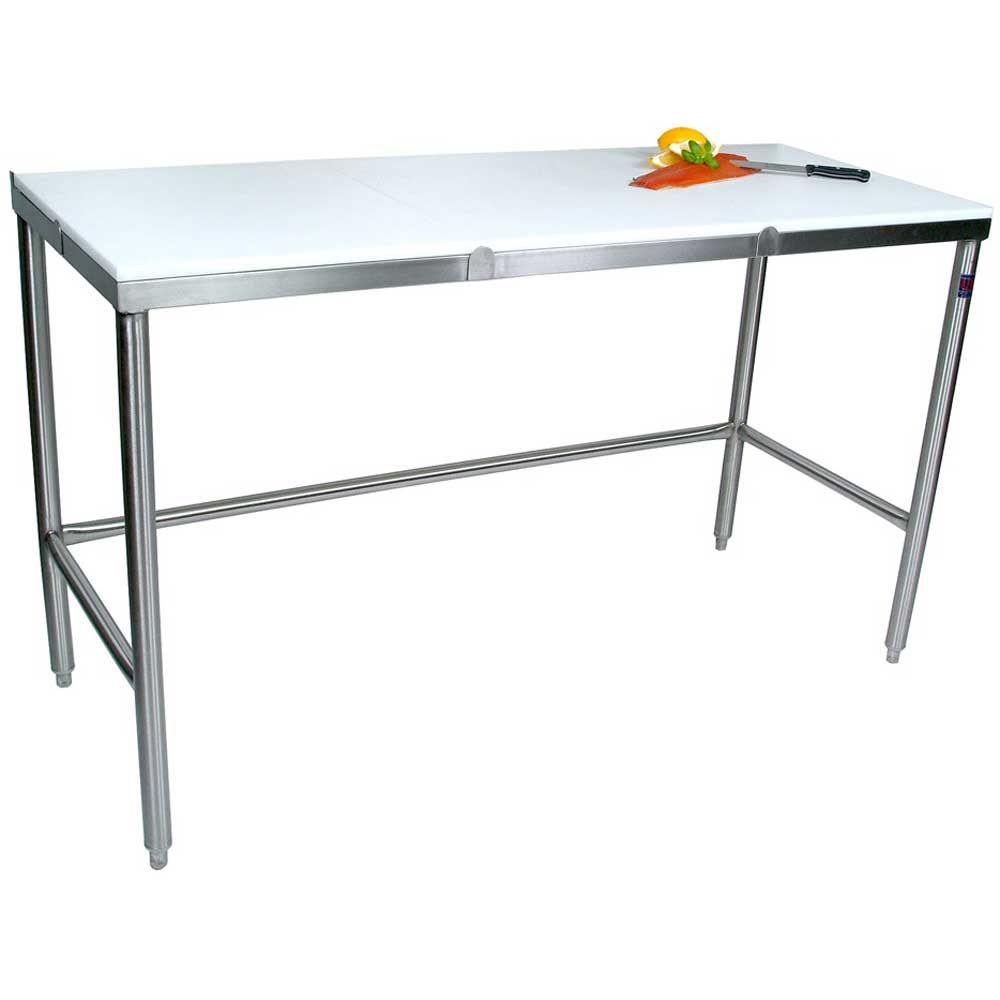 John Boos Poly 1000 Flat Top Stainless Steel Trimming Table, 96 X 36 X 3/4 Inch
