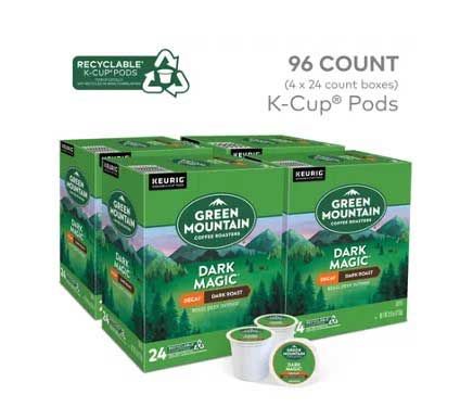 Green Mountain Coffee Roasters Dark Magic Decaffeinated K Cup Coffee Pod, 24 Count -- 4 Per Case