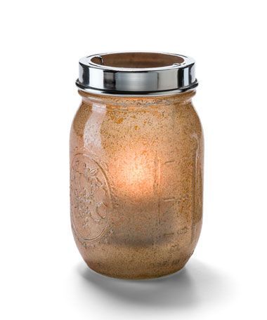 Hollowick Firefly Antique Gold Glass Jar Lamp With Tealight Cradle, 5 1/4 X 3 X 3 Inch