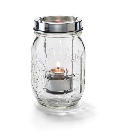 Hollowick Firefly Clear Glass Jar Lamp With Tealight Cradle Hanger, 5 1/4 X 3 X 3 Inch