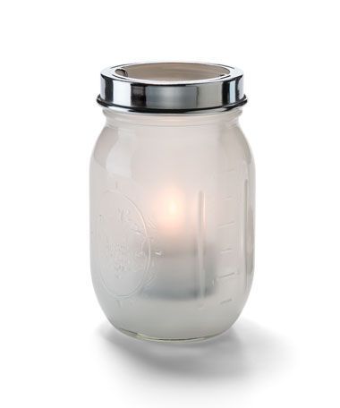 Hollowick Firefly Satin Linen Glass Jar Lamp With Tealight Cradle Hanger, 5 1/4 X 3 X 3 Inch