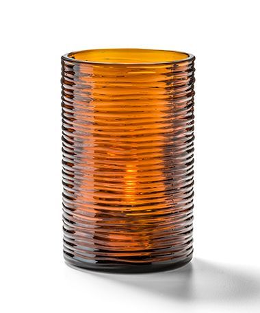 Hollowick Typhoon Dark Amber Spun Glass Tealight Cylinder Lamp, 3 1/4 X 2 1/8 X 2 1/8 Inch