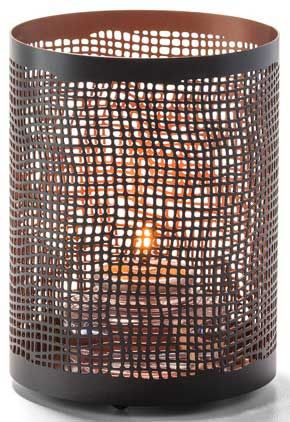 Hollowick Chantilly Black And Copper Perforated Metal Lamp, 4 X 3.13 X 3.13 Inch