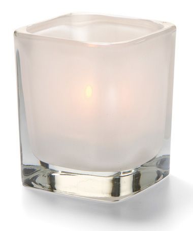 Hollowick Tetra Satin Linen Square Glass Votive Lamp, 3 1/2 X 3 X 3 Inch