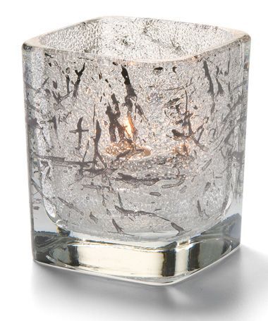 Hollowick Tetra Splash Black Glass Votive Lamp, 3 1/2 X 3 X 3 Inch
