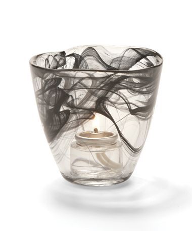 Hollowick Wysp Black Glass Votive, 3 1/2 X 3 3/4 X 3 3/4 Inch