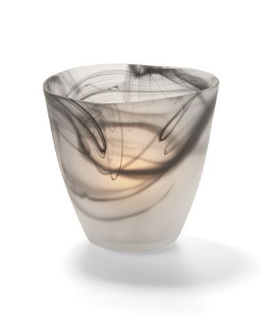 Hollowick Wysp Satin Black Glass Votive, 3 1/2 X 3 3/4 X 3 3/4 Inch