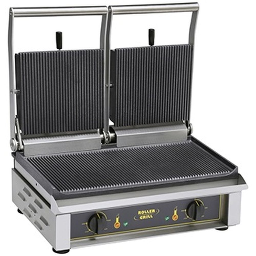 Equipex Roller Grill Cast Iron Panini Grill, 21 Inch Wide