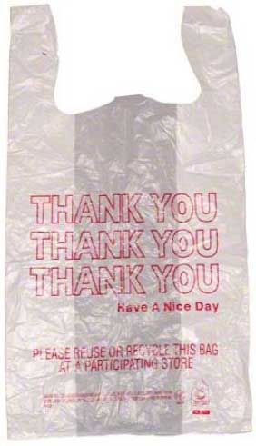 Thank You 12 Mic White Thank You Print T Sack Bag, 11 X 7 X 21 Inch -- 1000 Per Case