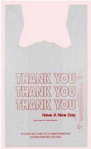 Inteplast Group White With Red Thank You Have A Nice Day T Shirt Bag, 9 X 6 X 18 Inch -- 1500 Per Case
