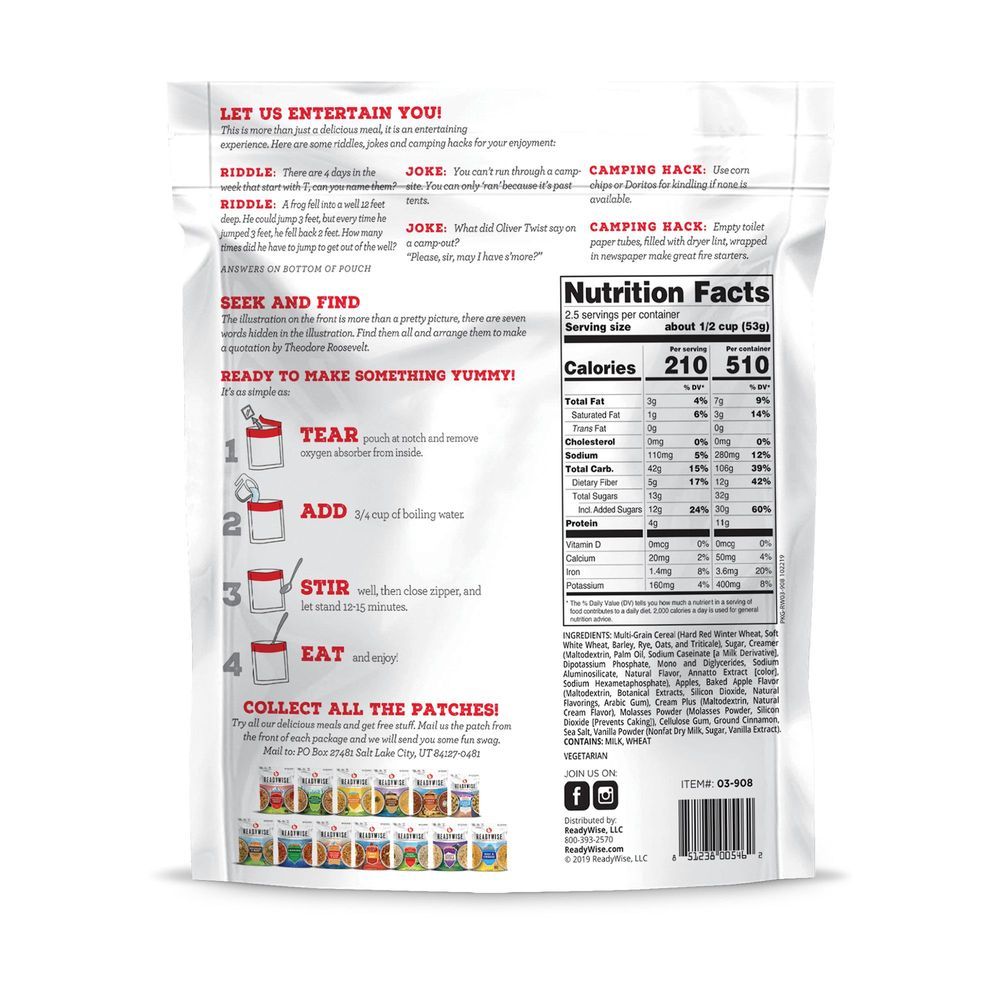 Readywise Appalachian Apple Cinnamon Cereal, 16 Ounce -- 50 Per Case