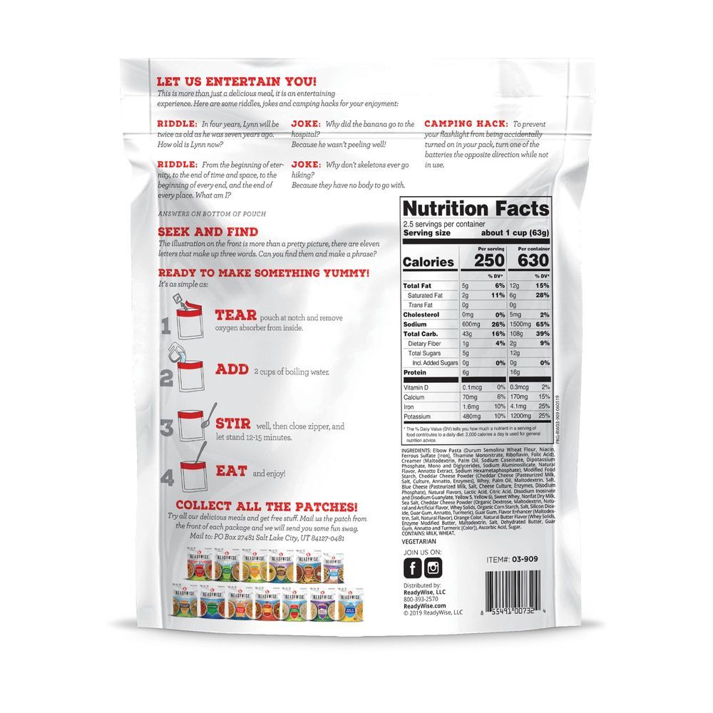 Readywise Golden Fields Mac And Cheese, 16 Ounce -- 50 Per Case