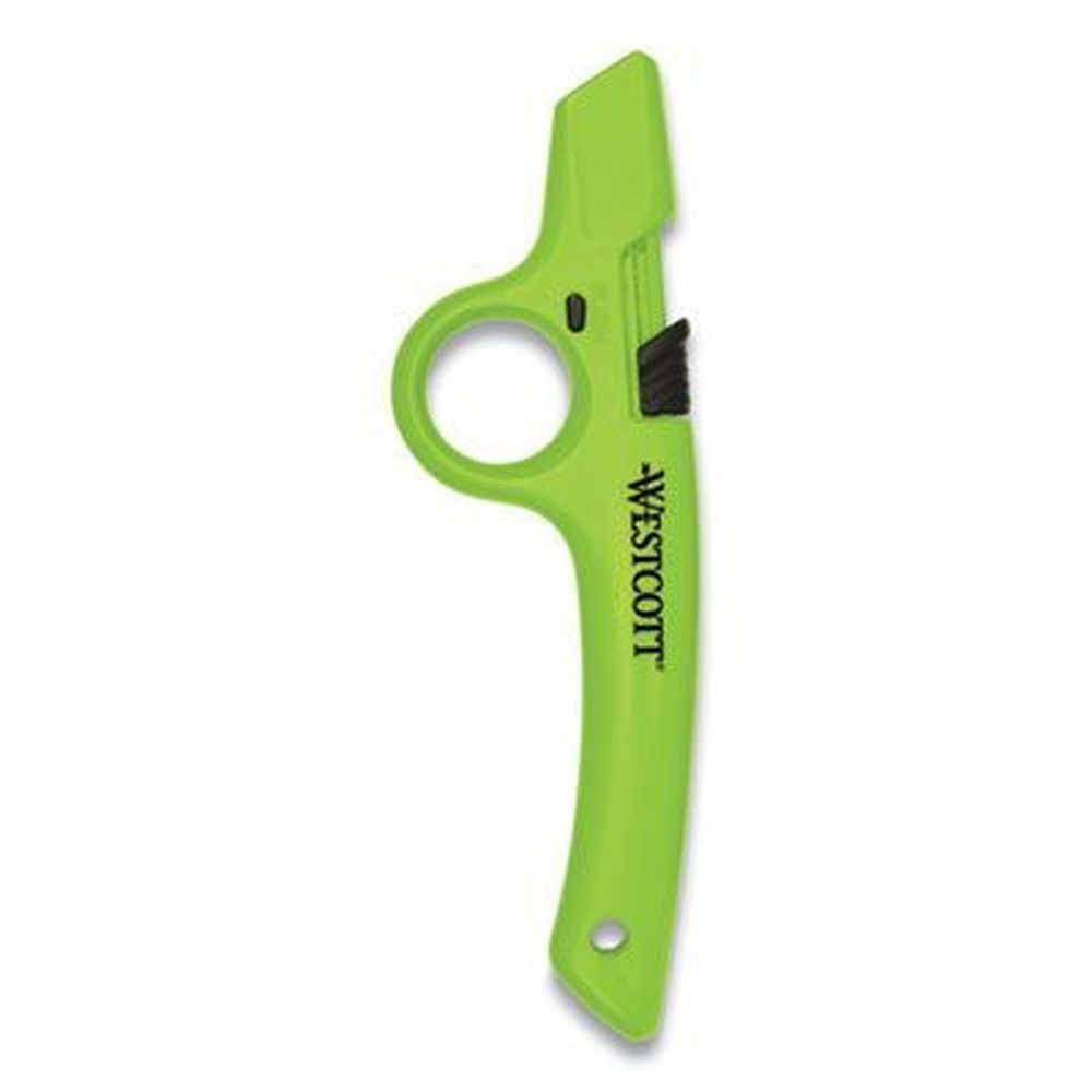 Westcott Green Plastic Handle Full Size Retractable Box Cutter -- 6 Per Box