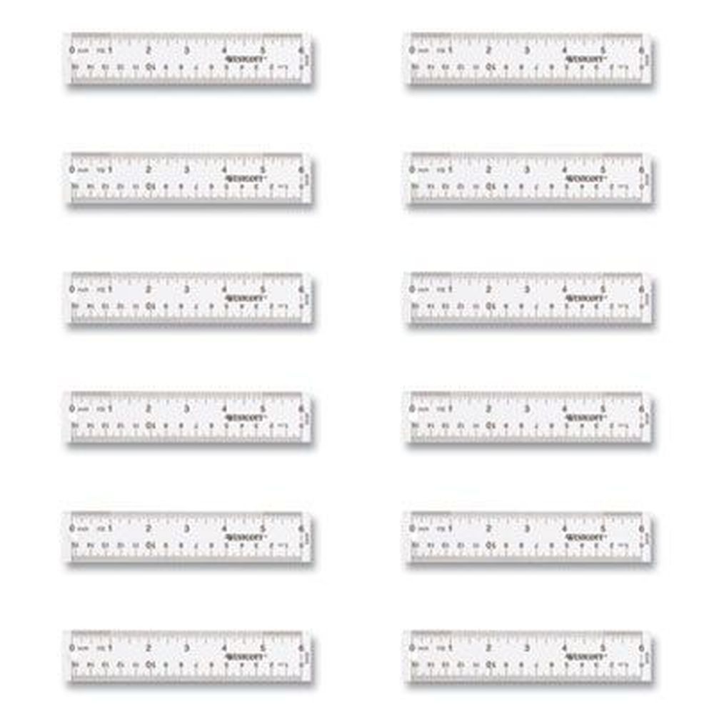 Westcott Clear Standard/metric Flexible Acrylic Ruler, 6 Inch Long -- 12 Per Box