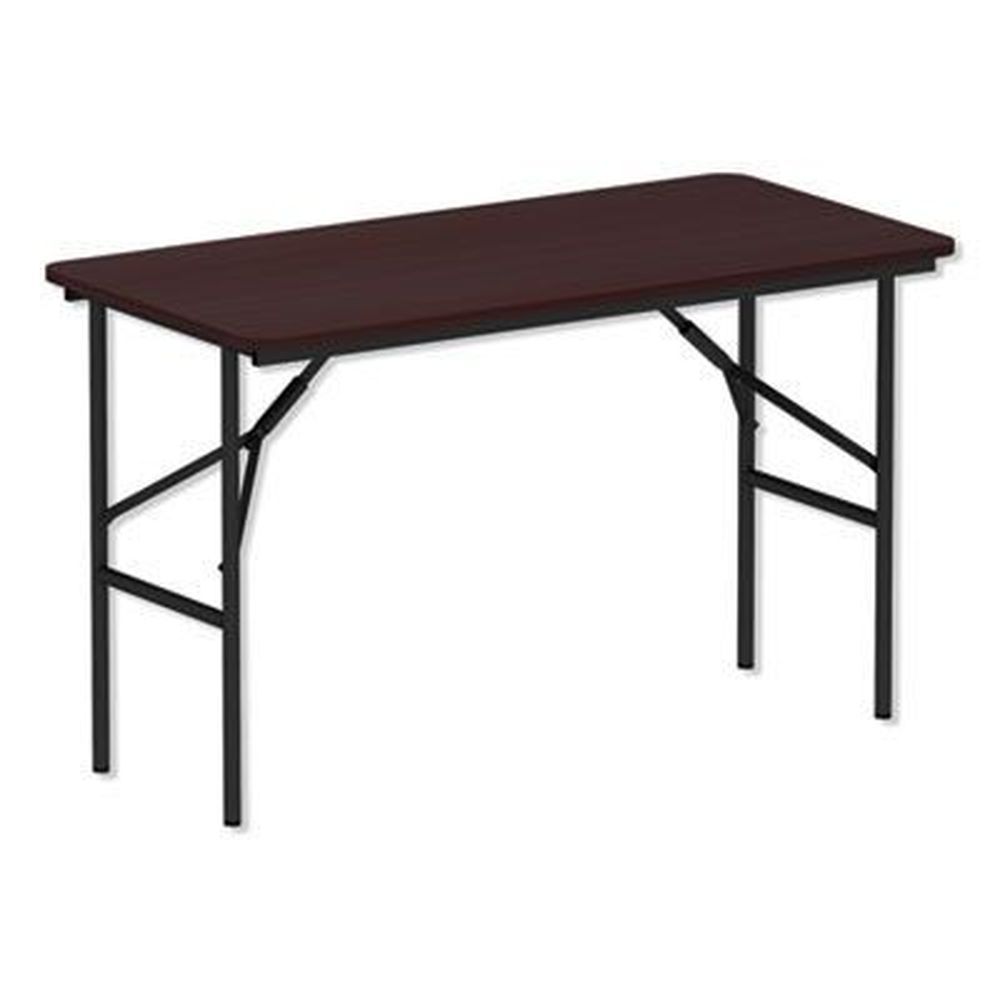 Alera Mahogany Rectangular Wood Folding Table, 48 X 23.88 X 29 Inch