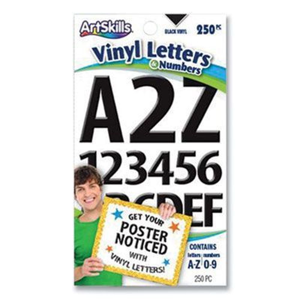 Artskills Black Poster And Bulletin Board Vinyl Letters And Numbers -- 250 Per Pack