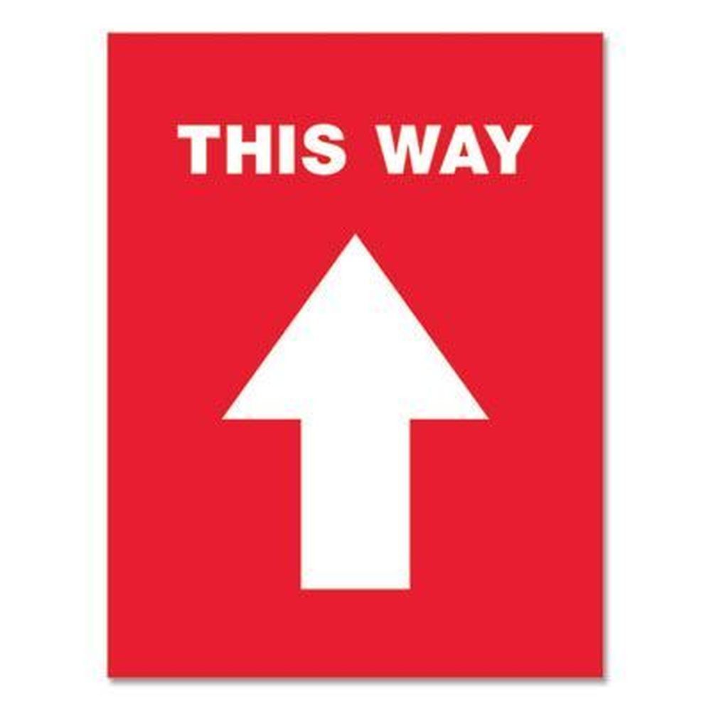 Avery This Way Red Face White Graphics Social Distancing Floor Decals, 8.5 X 11 Inch -- 5 Per Pack