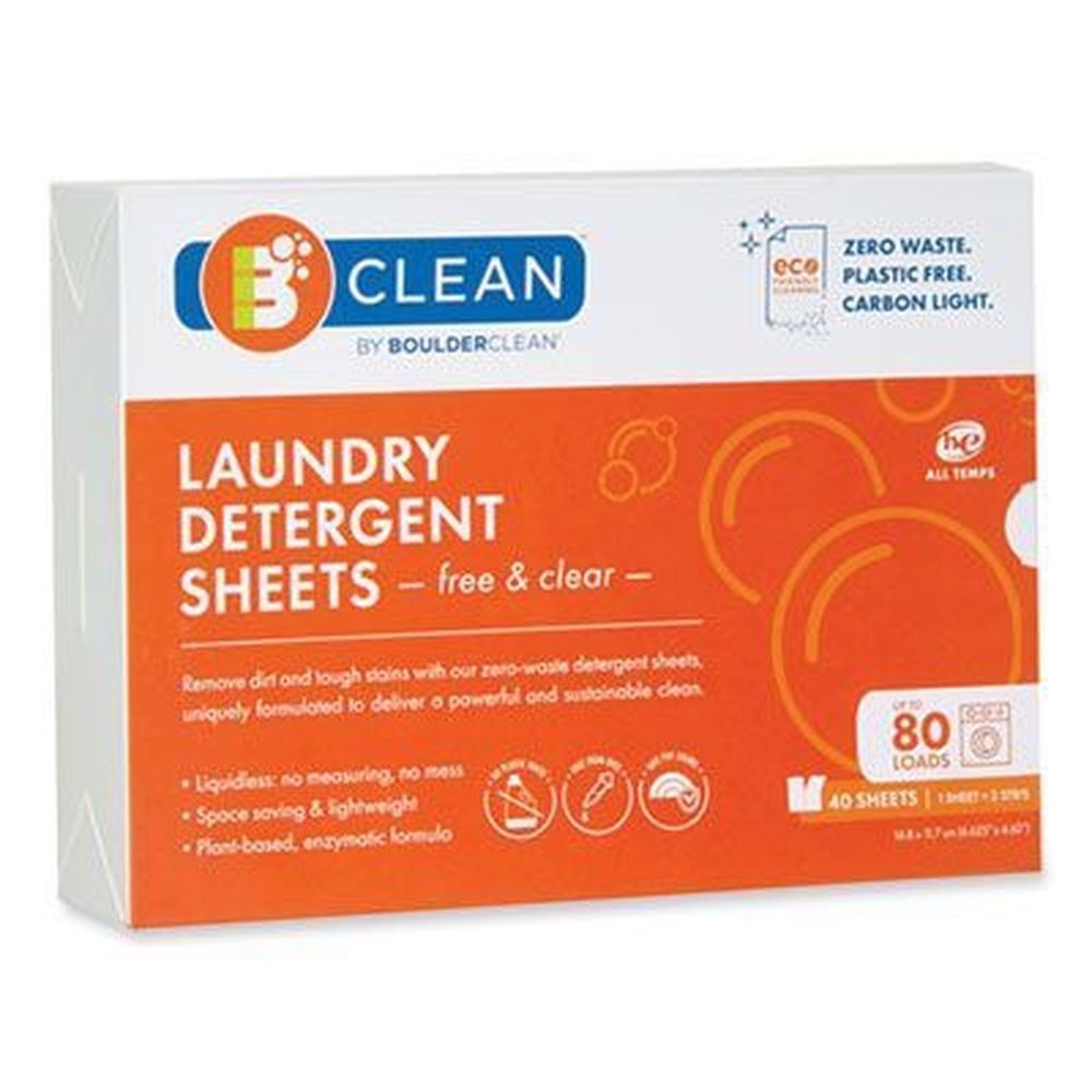 Boulder Clean Free And Clear Laundry Detergent Sheets -- 40 Per Pack