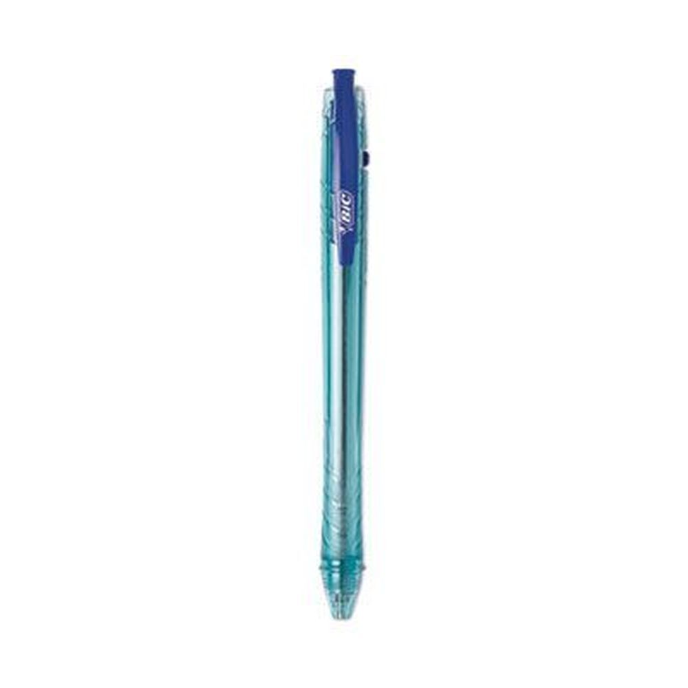 Bic Revolution Ocean Bound Medium 1 Mm Retractable Blue Ink/translucent Blue Barrel Ballpoint Pen -- 12 Per Case