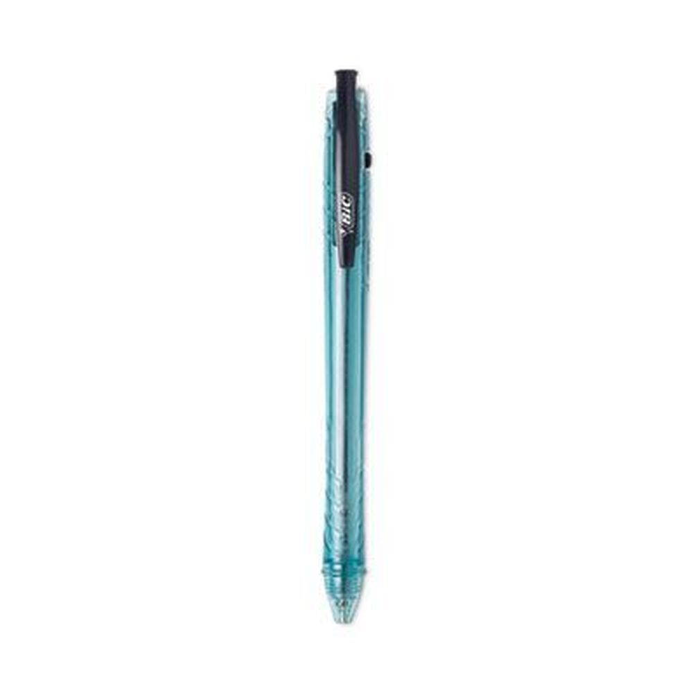 Bic Revolution Ocean Bound Medium 1 Mm Retractable Black Ink/translucent Blue Barrel Ballpoint Pen -- 12 Per Case