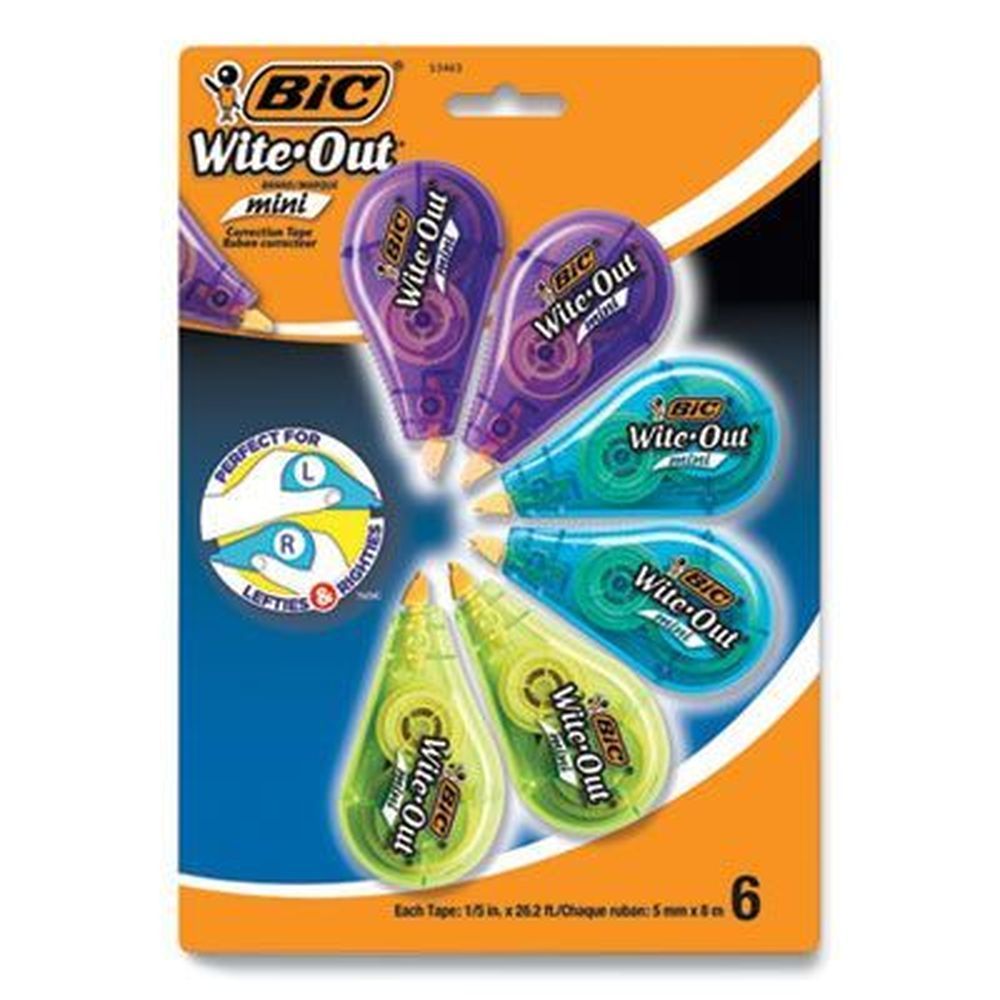 Bic Non-refillable Wite-out Brand Mini Correction Tape, 0.2 X 314.4 Inch -- 6 Per Pack
