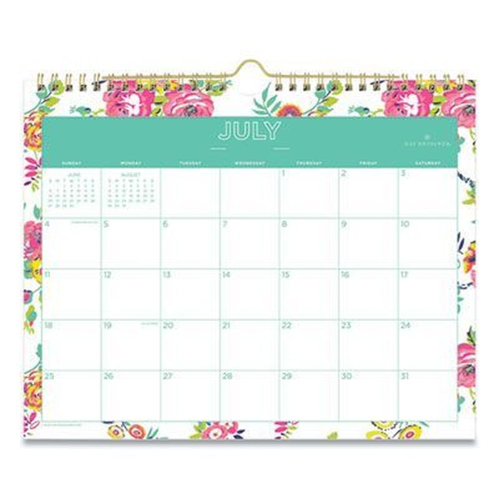 Blue Sky 12-month Floral Artwork Day Designer Peyton Academic Wall Calendar, 11 X 8.75 Inch