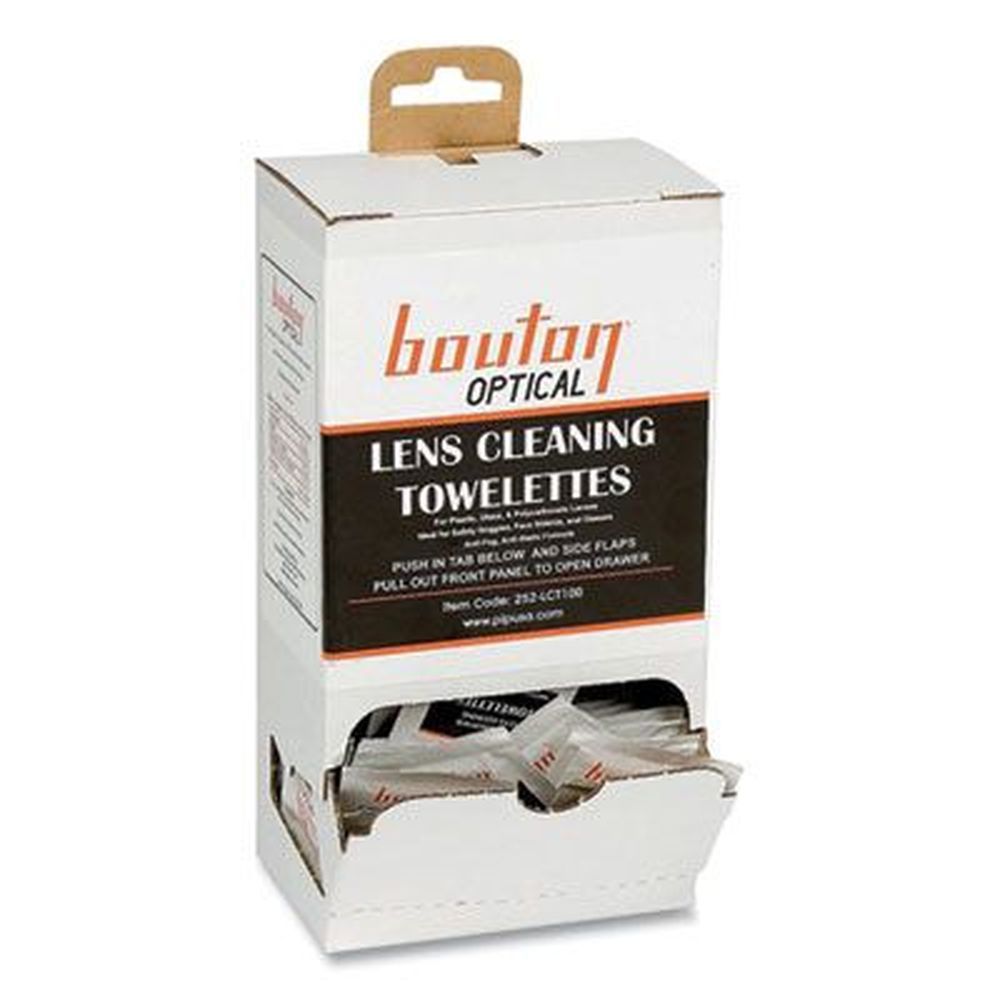 Bouton Individually Wrapped Optical Lens Cleaning Towelettes In Dispenser Box -- 100 Per Box