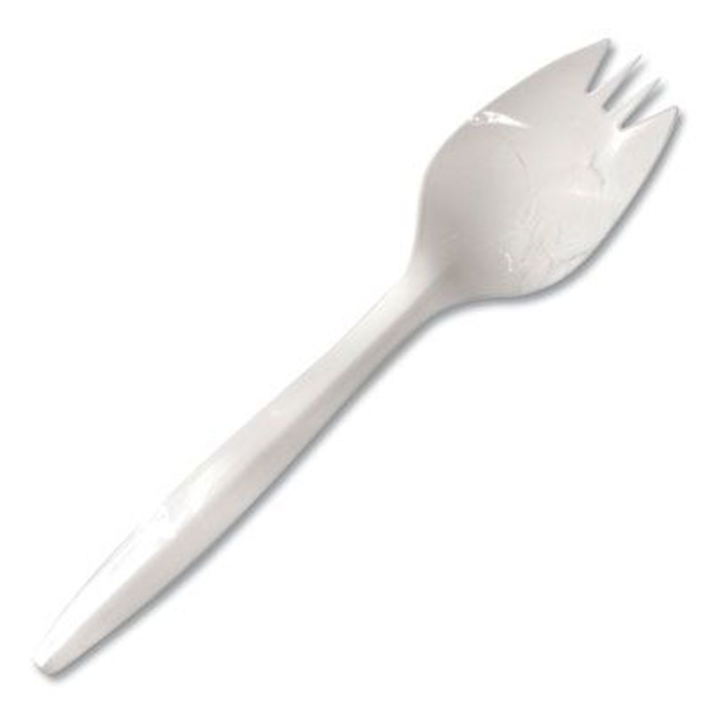 Berkley Square Individually Wrapped Mediumweight Polypropylene White Spork -- 1000 Per Case