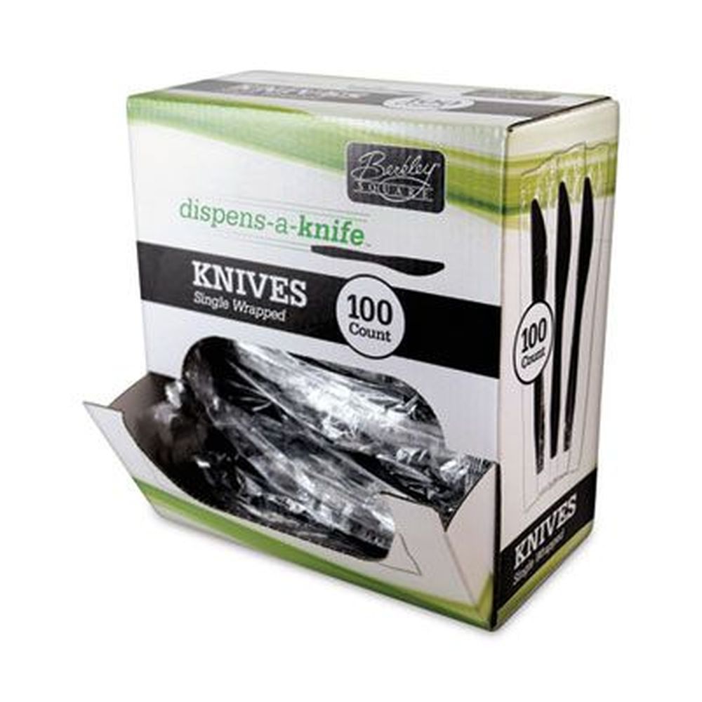 Berkley Square Black Plastic Individually Wrapped Mediumweight Dispens-a-knife -- 100 Per Box