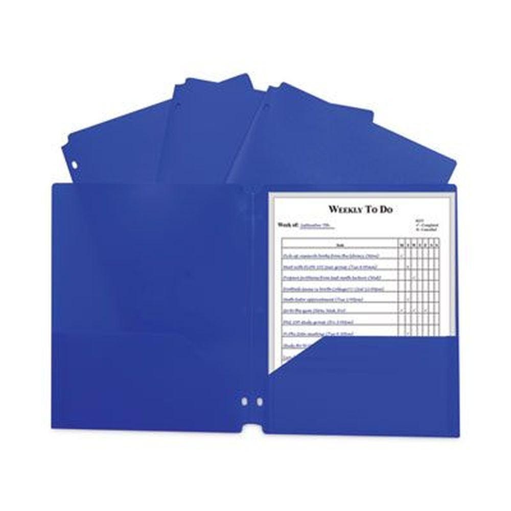 C-line Blue Two-pocket Heavyweight Poly Portfolio Folder With 3-hole Punch, 11 X 8.5 Inch -- 25 Per Box