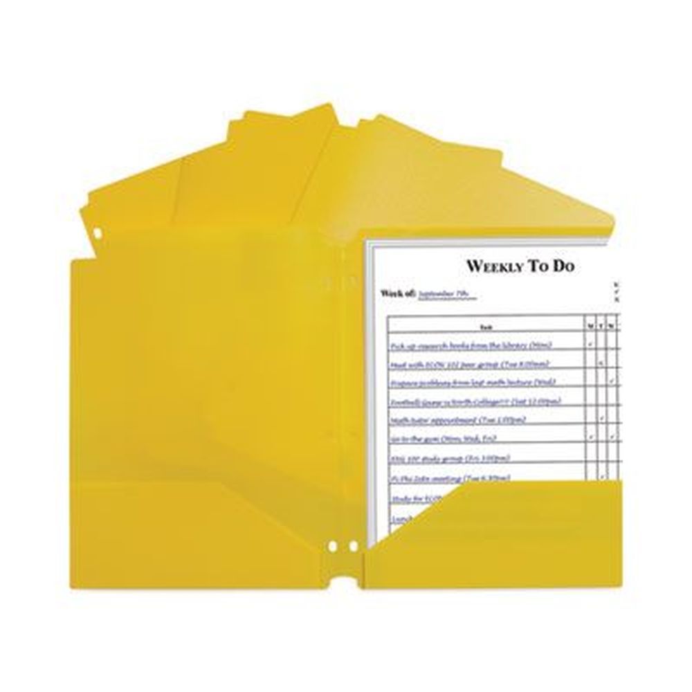 C-line Yellow Two-pocket Heavyweight Poly Portfolio Folder With 3-hole Punch, 11 X 8.5 Inch -- 25 Per Box