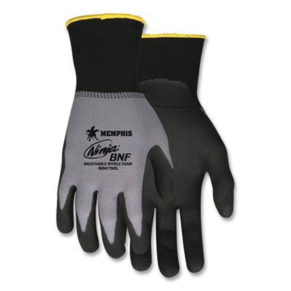 Mcr Safety Ninja Black/gray X-large Nitrile Coating Nylon/spandex Gloves -- 12 Per Case