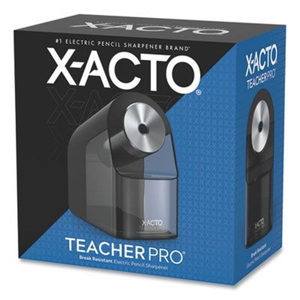 X-acto Model 1675 Black/silver/smoke Teacherpro Classroom Ac-powered Electric Pencil Sharpener, 4 X 7.5 X 8 Inch