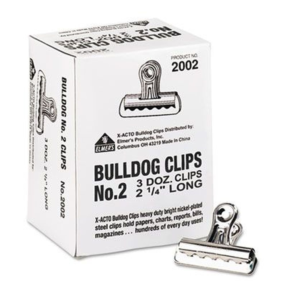 X Acto Medium Nickel Bulldog Clips -- 36 Per Box