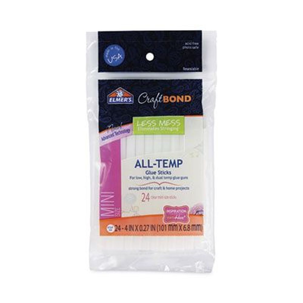Elmers Craftbond Dries Clear Less Mess All-temp Glue Stick, 0.27 X 4 Inch -- 24 Per Pack