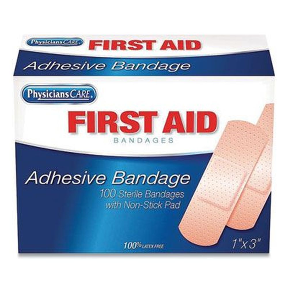 First Aid Only Adhesive Plastic Bandages, 1 X 3 Inch -- 100 Per Box