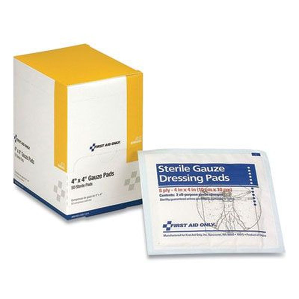 First Aid Only Sterile Gauze Pad, 4 X 4 Inch -- 50 Per Box