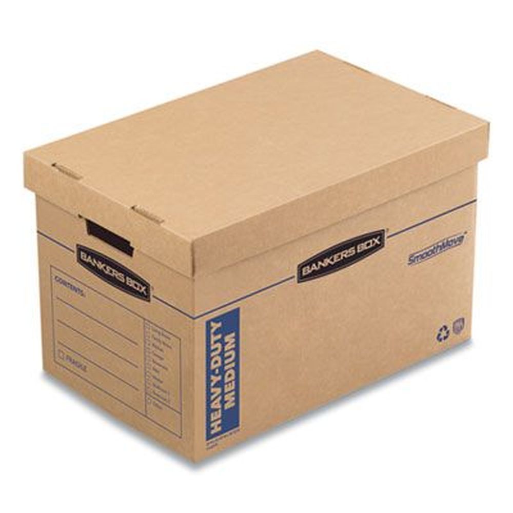 Bankers Box Medium Brown/blue Smoothmove Maximum Strength Moving Box, 12.25 X 18.5 X 12 Inch -- 8 Per Case