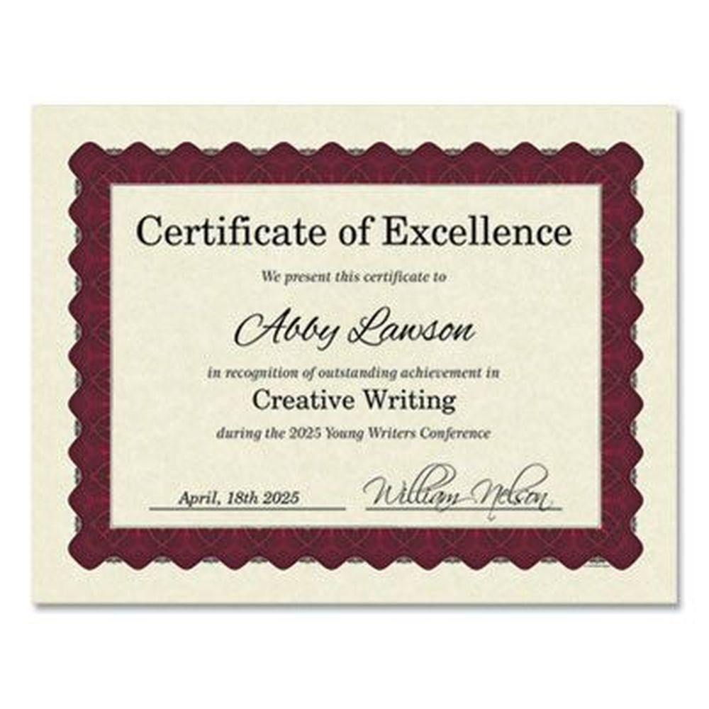 Great Papers Ivory With Metallic Red Border Certificates, 11 X 8.5 Inch -- 100 Per Pack