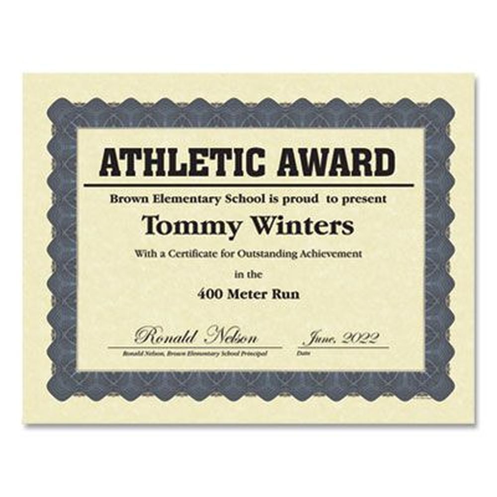 Great Papers Ivory With Metallic Blue Border Certificates, 11 X 8.5 Inch -- 100 Per Pack