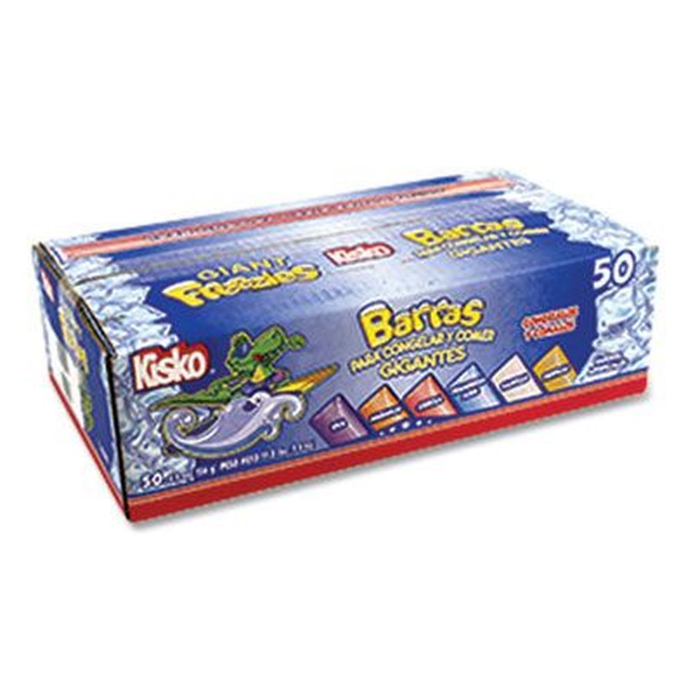 Kisko 6 Assorted Flavors Giant Freezies, 5.5 Ounce Sleeve -- 50 Sleeves Per Box