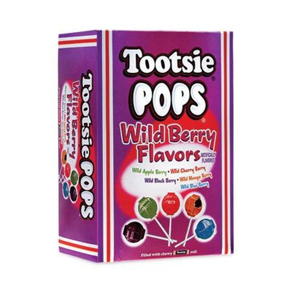 Tootsie Assorted Wild Berry Flavors Lollipops, 0.6 Ounce -- 100 Per Box