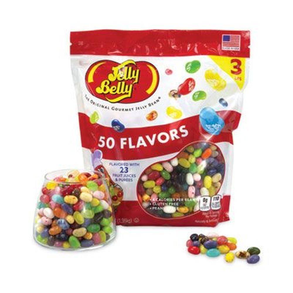 Jelly Belly 50 Flavors Jelly Beans Candy, 3 Pound Standup Bag