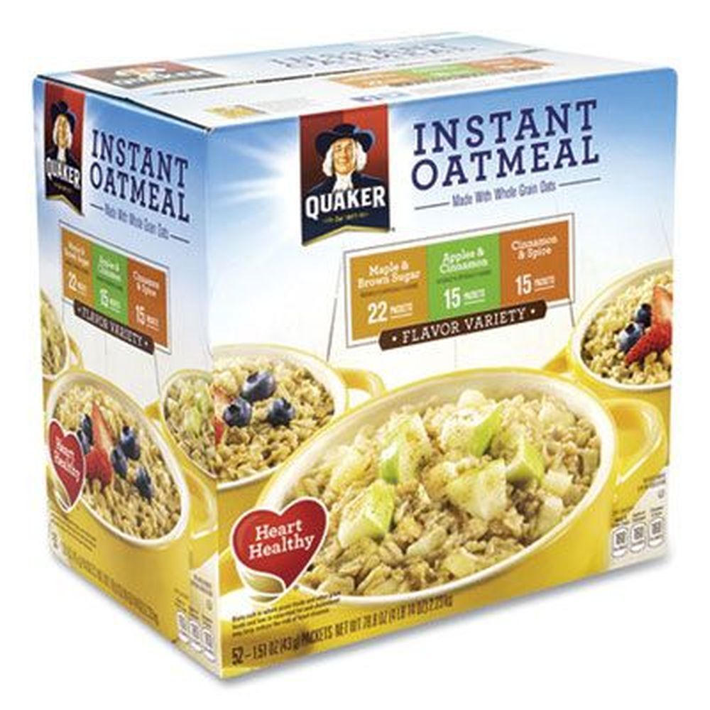 Quaker Assorted Varieties Instant Oatmeal, 1.51 Ounce Envelope -- 52 Per Case