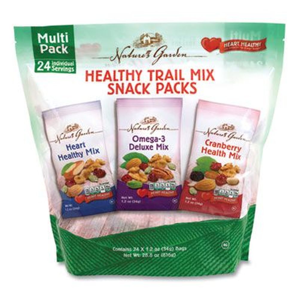 Natures Garden Healthy Trail Mix - Snack Packs, 1.2 Ounce Pouch -- 24 Pouches Per Box