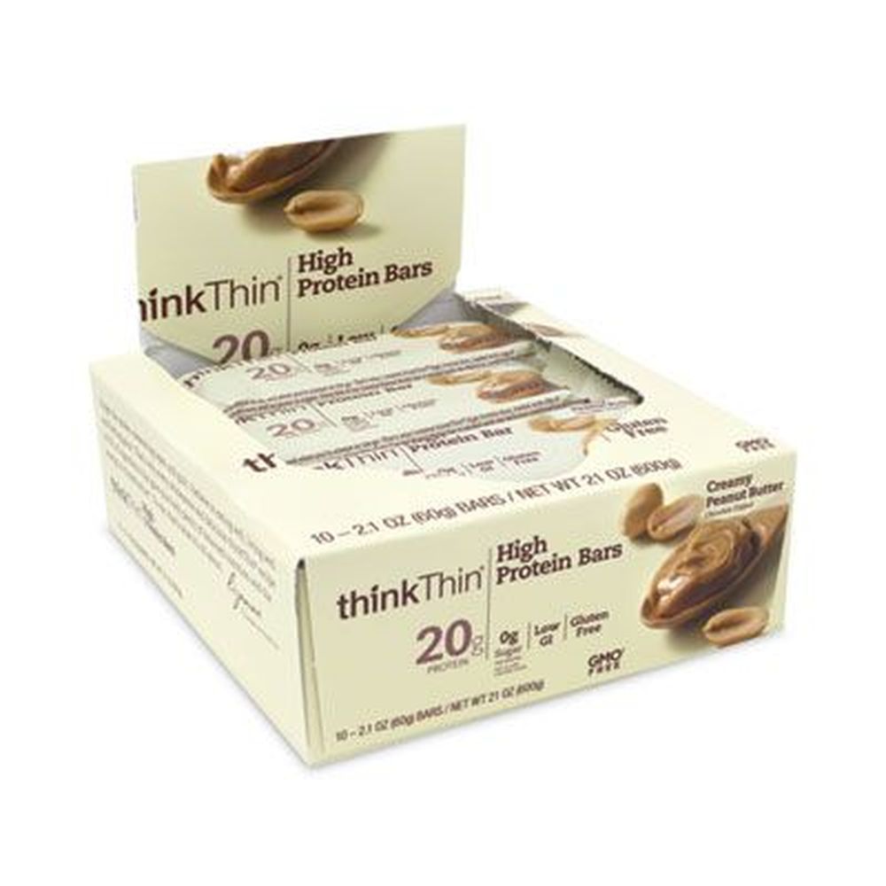 Thinkthin Creamy Peanut Butter High Protein Bar, 2.1 Ounce -- 10 Per Case