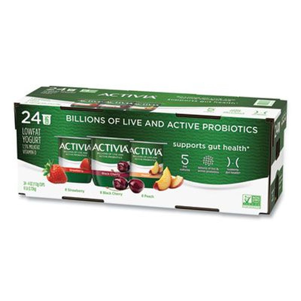 Activia Black Cherry/peach/strawberry Probiotic Lowfat Yogurt, 4 Ounce Cup -- 24 Per Pack